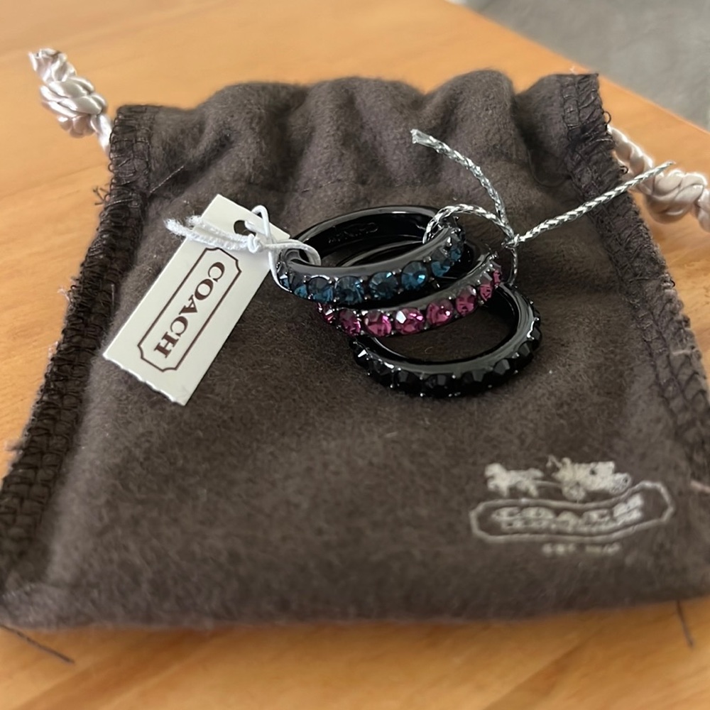 Coach Black And Pink Stackable Ring Set - image 1